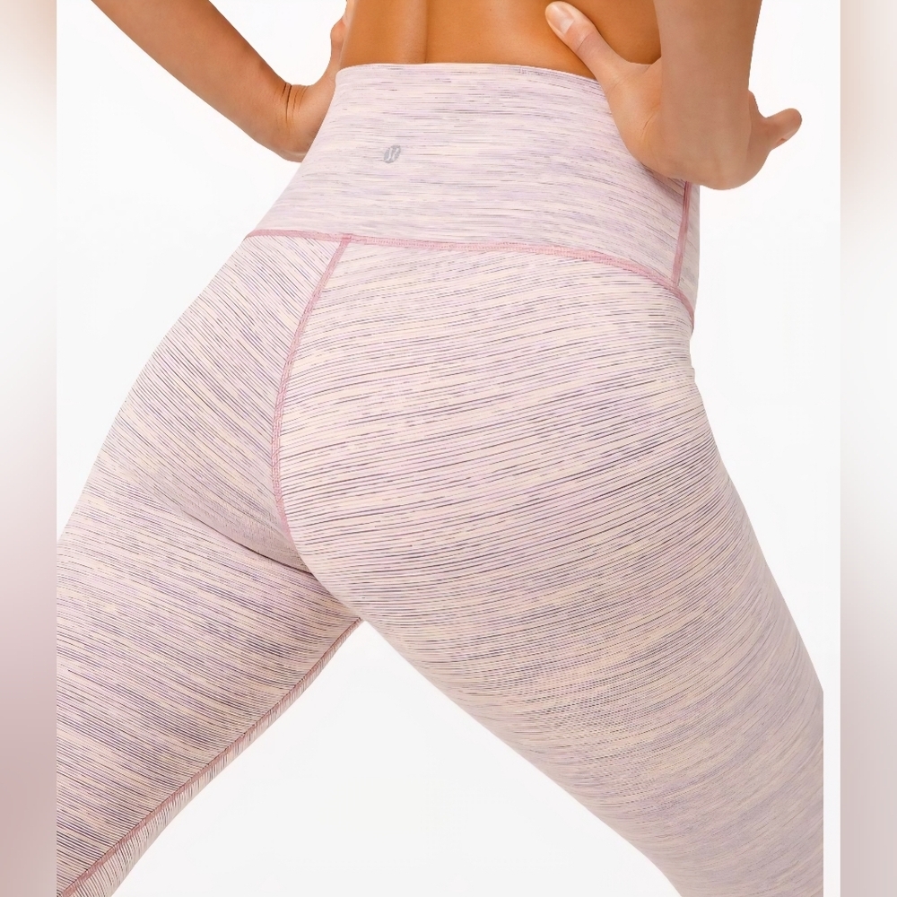 Lululemon Wunder Under High Rise Heather Pink Yoga Leggings Size 6 - Picture 3 of 11
